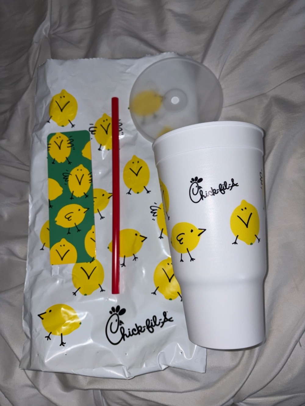 Chick-fil-A Yellow Chick Logo White Reusable Cup